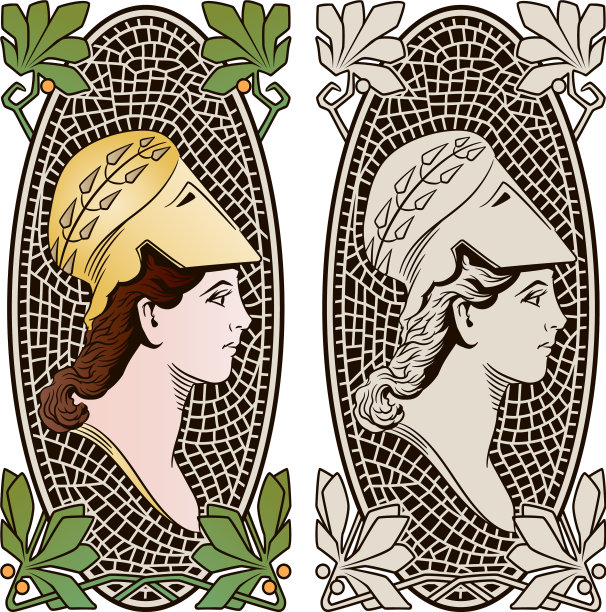 肖像女孩在新艺术风格股票图片下载