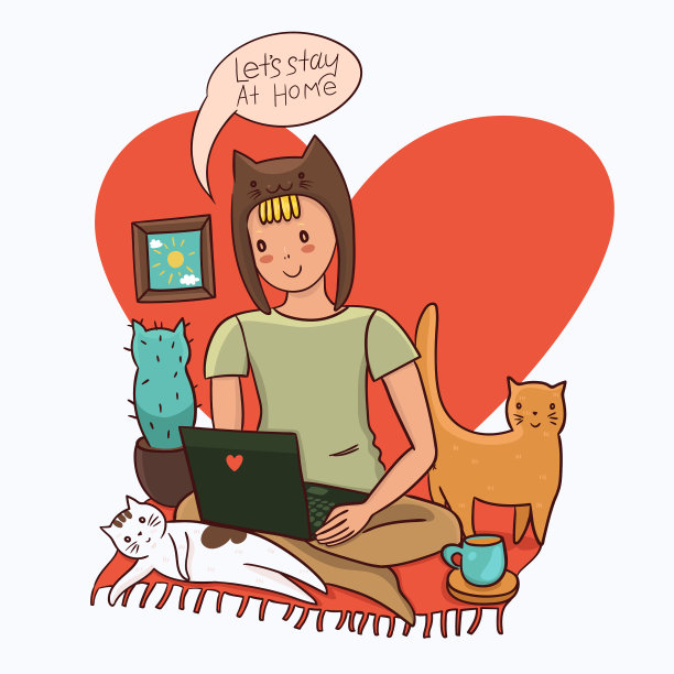 让我们和一个在家里工作的女孩呆在家里吧图片下载