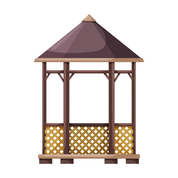 木制凉亭藤架图标卡通图片下载