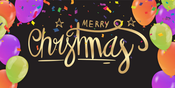 生日卡片上有紫色的气球和五彩纸屑图片下载