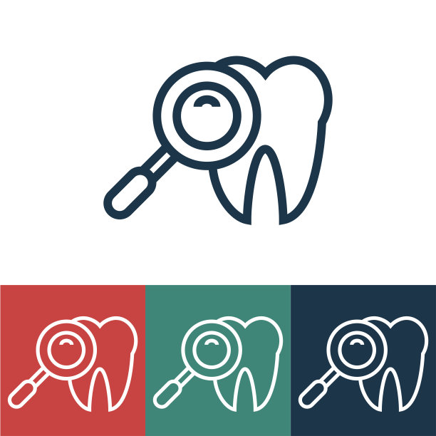 线性矢量图标与放大器和牙齿图片下载