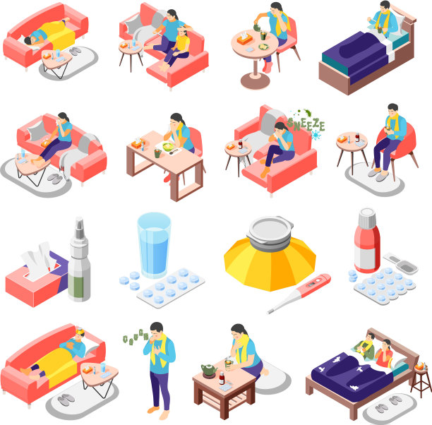 流感疾病等距图标图片下载