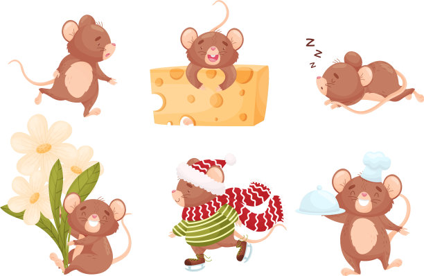 卡通老鼠人物有一条粉红色的长尾巴图片下载