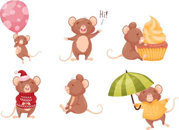 卡通老鼠人物有一条粉红色的长尾巴图片下载