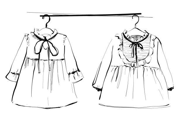 衣架上的女装时尚素描手绘图片下载