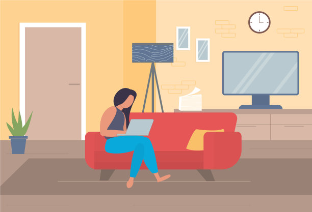 自由职业角色在家里工作从图片下载