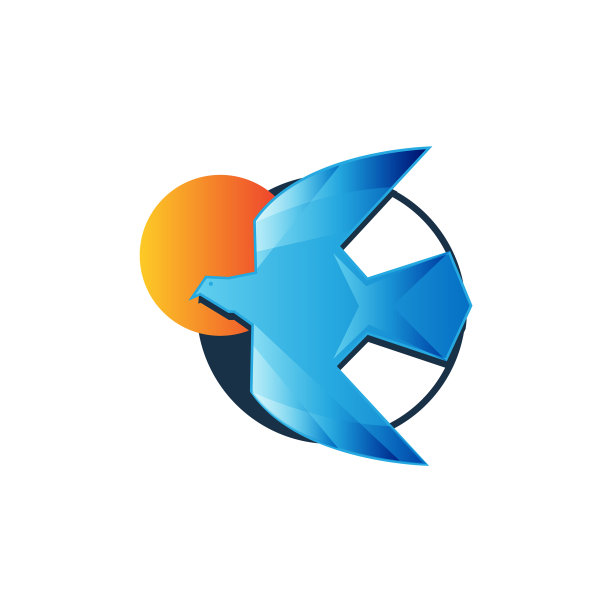 简单的蓝色创意鸽子标志设计图片下载