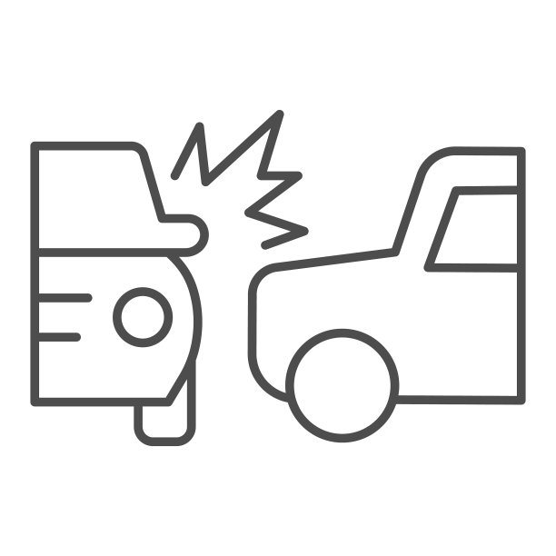 两辆汽车道路碰撞细线图标正面图片下载