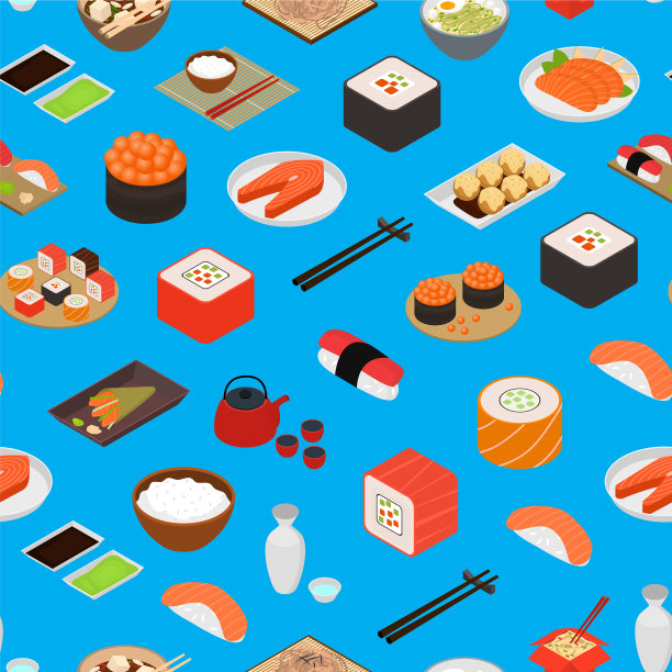 日本美食概念无缝模式背景图片下载