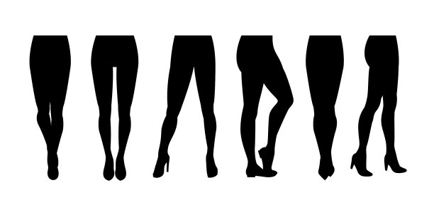 卡通剪影黑色女性腿图标集图片下载