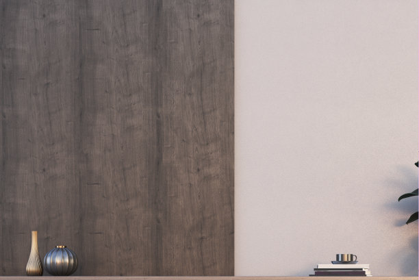 空的室内背景，花瓶和书在桌子上，橱柜。图片下载