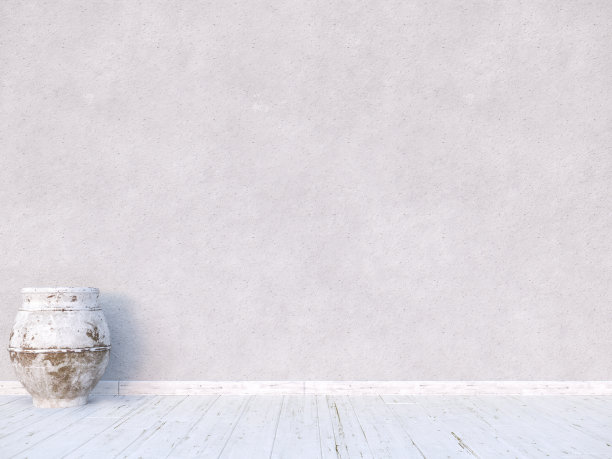 空的室内背景，白色的墙壁和木地板。图片下载