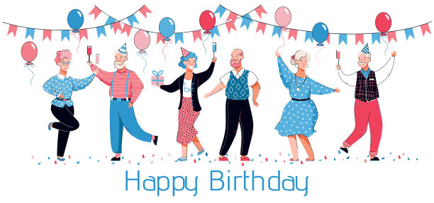 有老人跳舞的生日贺卡图片下载