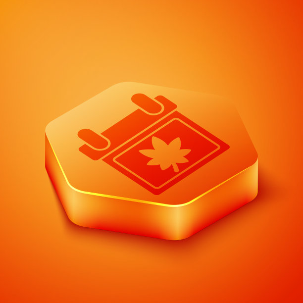 等距日历与秋叶图标图片下载