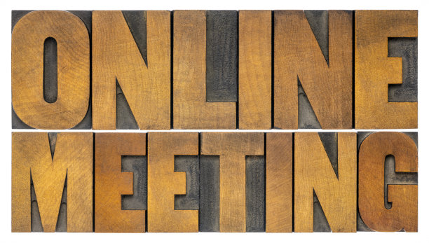 在线会议字抽象木型图片下载