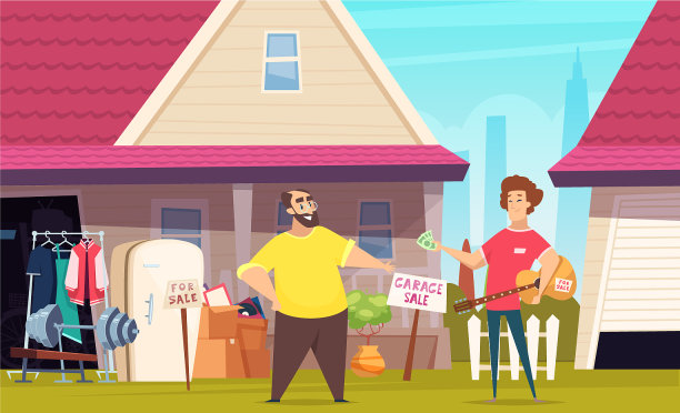 跳蚤市场卖时装的车库图片下载