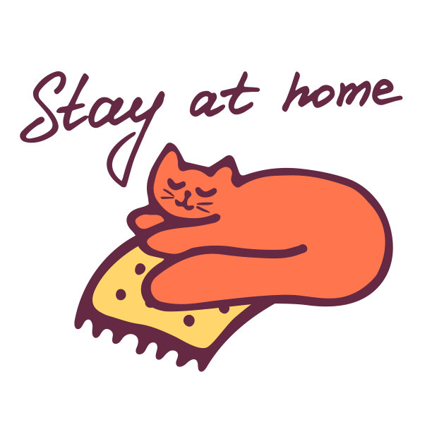 呆在家里的灵感和可爱的猫图标手图片下载