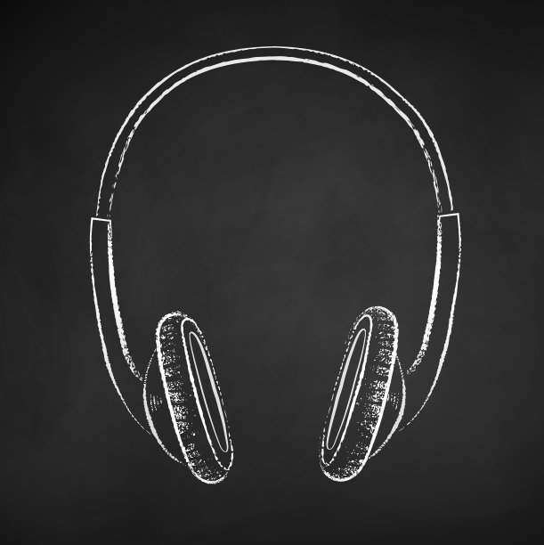 粉笔画的插图耳机图片下载