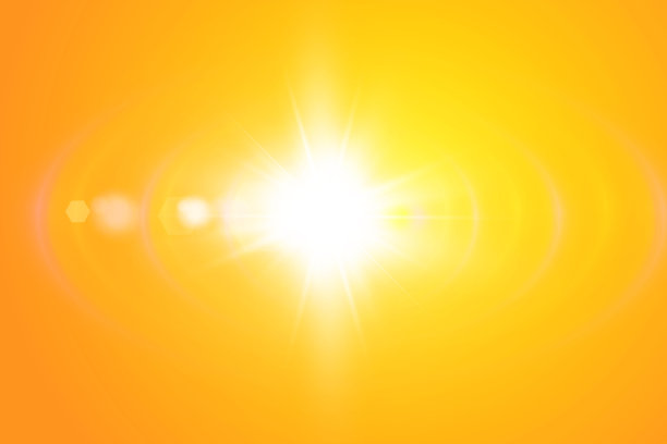 黄色背景上温暖的阳光。莱托。bliki太阳光图片下载