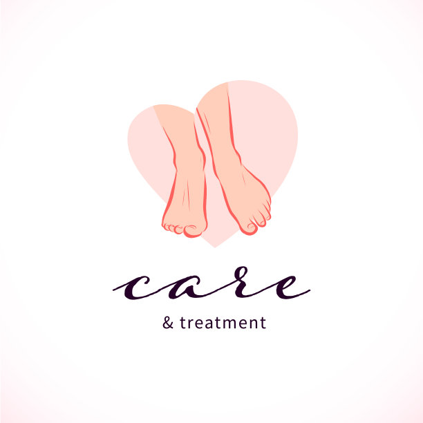 足部护理化妆品和治疗标志设计与一双裸露的女人脚排列在一起孤立的白色背景。图片下载