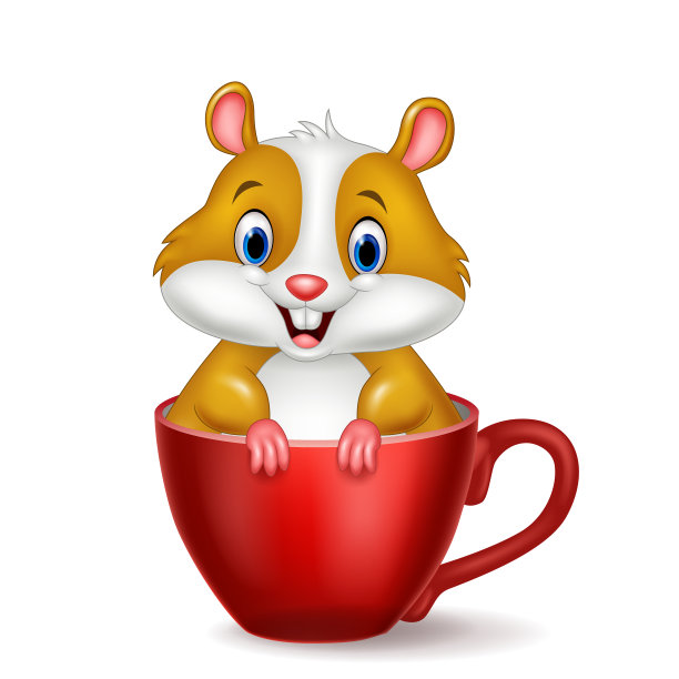 可爱的仓鼠坐在红色的杯子里图片下载