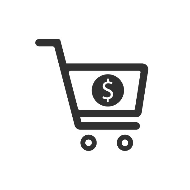 硬币在购物车图标孤立的白色背景。矢量插图。图片下载