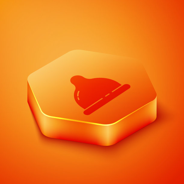 等距避孕套安全性图标隔离在橙色上图片下载