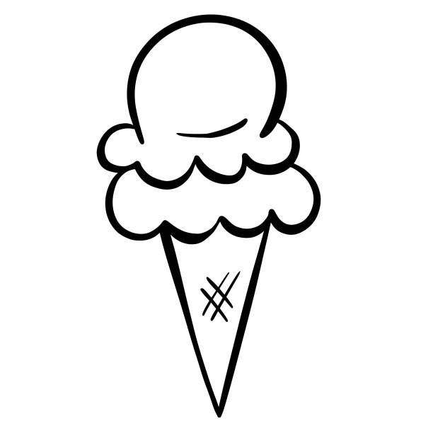 卡通冰淇淋在一个圆锥矢量插图图片下载