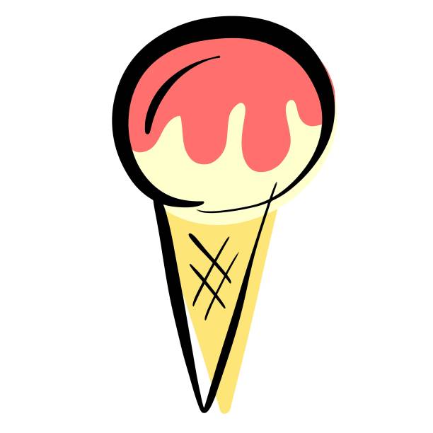 卡通冰淇淋在圆锥矢量插图图片下载