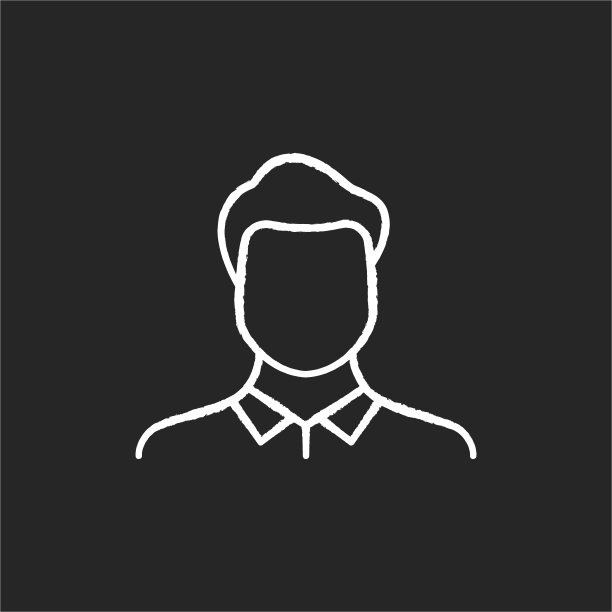 男性头像粉笔白色图标在黑色背景图片下载