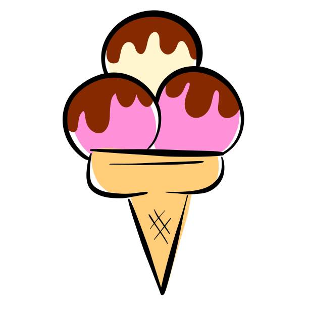 卡通冰淇淋在一个圆锥矢量插图图片下载
