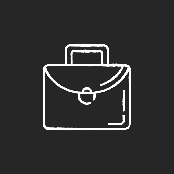 公文包粉笔白色图标上的黑色背景图片下载