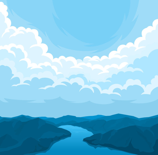 矢量景观与多云的天空图片下载