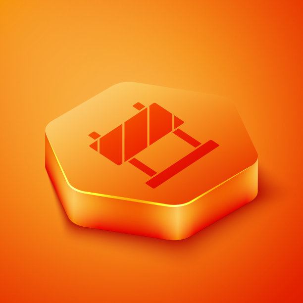 等距道路障碍图标隔离在橙色图片下载