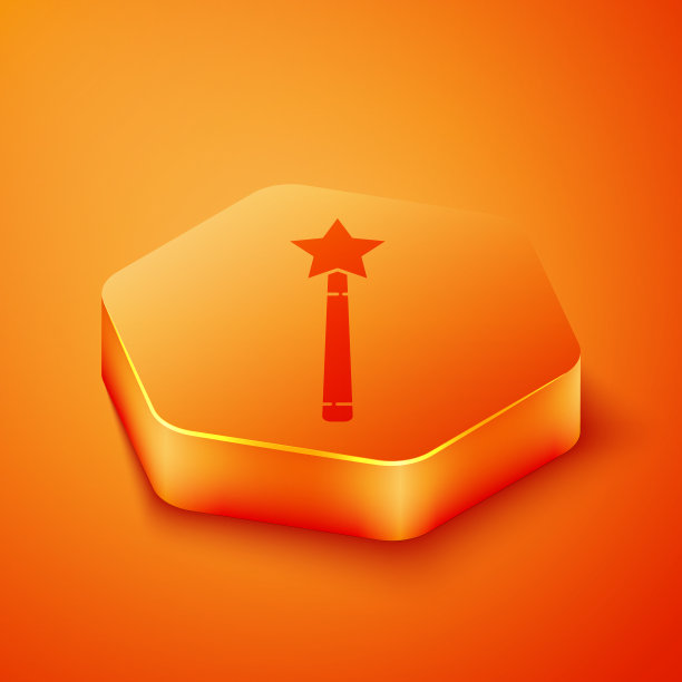 等距魔术棒图标孤立在橙色图片下载