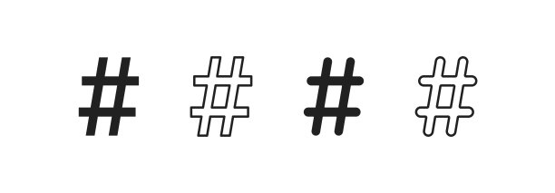 标签，线和黑色简单孤立的图标设置，社交媒体的概念在矢量平面图片下载