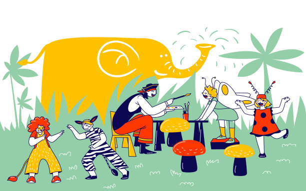 孩子们面临着绘画。动画角色穿着海盗服装在孩子的脸上画在生日派对庆祝图片下载