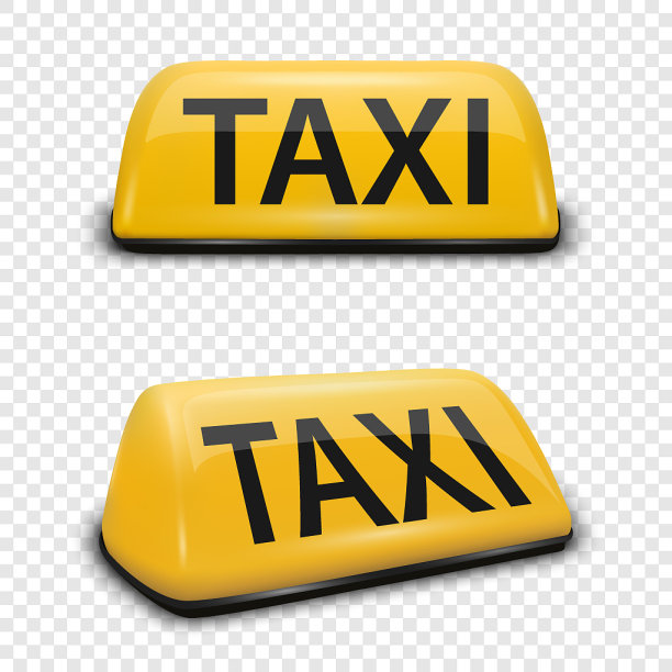 3d现实黄色法国出租车标志图标图片下载