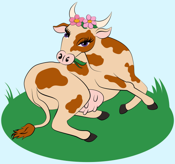 绿草上有斑点的牛图片下载