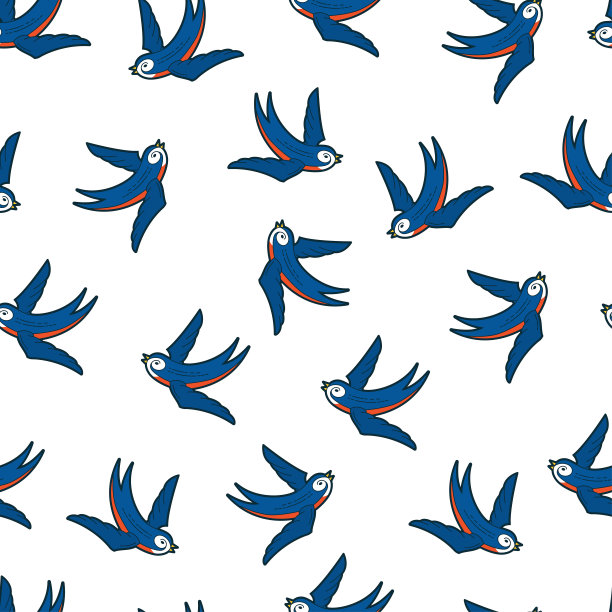燕子矢量无缝模式的白色背景墙纸，包装，包装，和背景。图片下载
