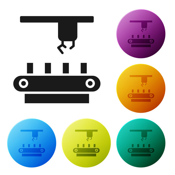 黑色工厂输送系统皮带图标隔离图片下载