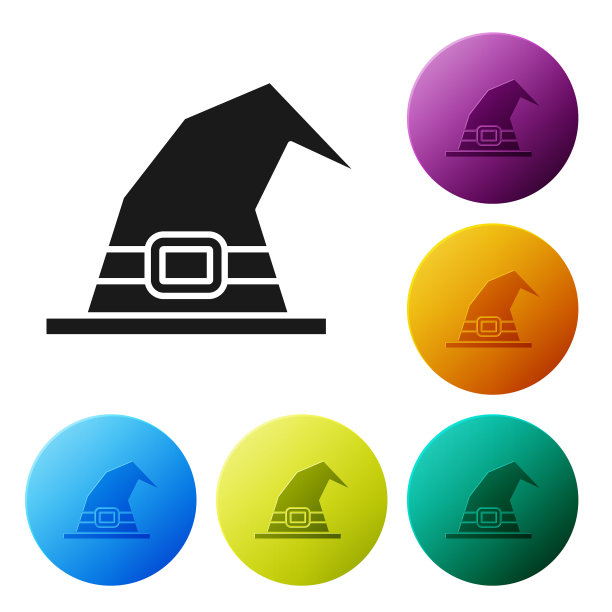 黑色女巫帽图标孤立在白色背景图片下载