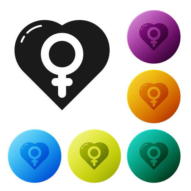 黑人女性在心中孤立的图标上图片下载