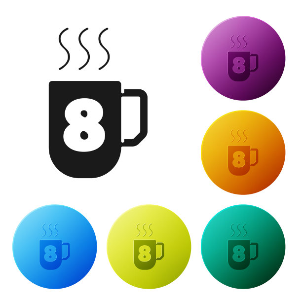 黑咖啡杯与8三月图标隔离图片下载