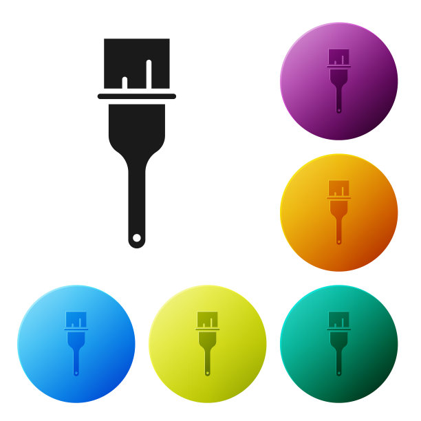 黑色油漆刷图标孤立在白色上图片下载