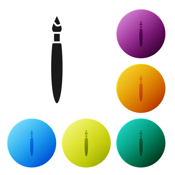 黑色油漆刷图标孤立在白色上图片下载