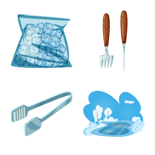 孤立对象霜和水符号集图片下载