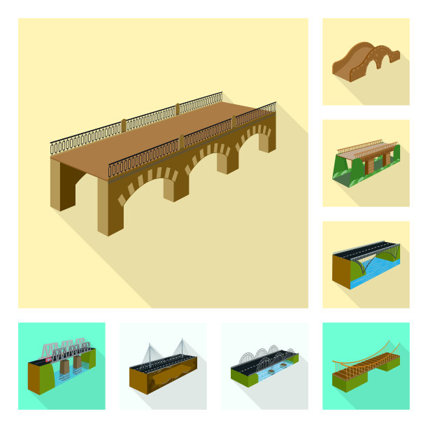 孤立的对象连接和设计图标集图片下载