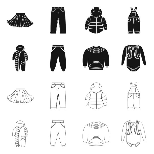 孤立的对象时尚和服装图标设置图片下载