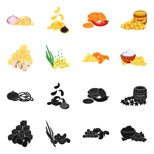 孤立对象的味道和季节的图标集图片下载